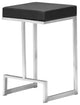 Counter Stool Chair, Set of 2, Faux Vinyl Leather, Steel, Black, Silver, Cafe