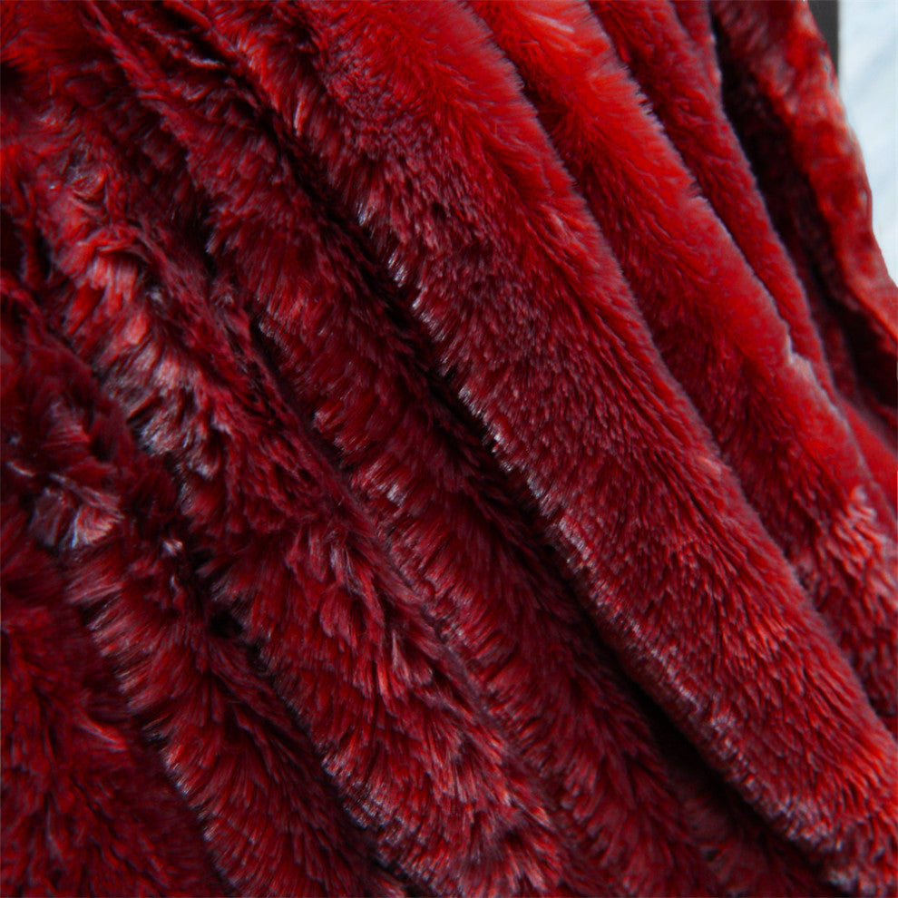 Double Sided Over-Sized Faux Fur Throw Blanket, Chili Red, 50''''x70''''