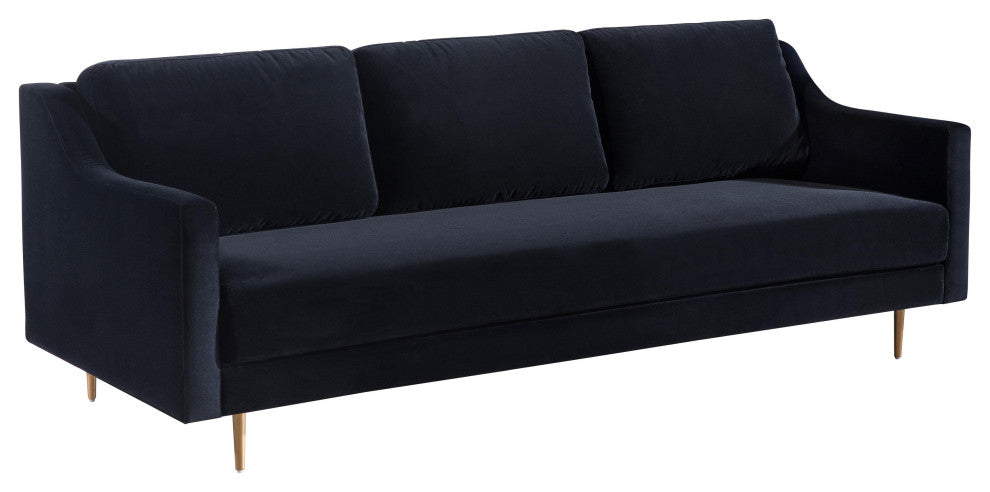 Milan Black Velvet Sofa - Black