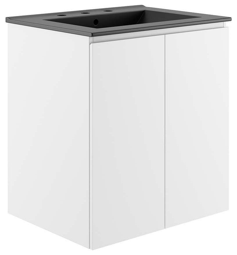 Bryn 24" Wall-Mount Bathroom Vanity, White Black