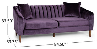 Susan Contemporary Velvet 3-Seater Sofa, Blackberry/Dark Brown