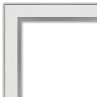 Eva White Silver Narrow Beveled Bathroom Wall Mirror - 43 x 33 in.