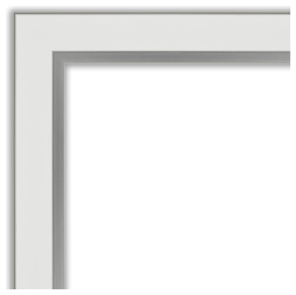 Eva White Silver Narrow Beveled Bathroom Wall Mirror - 43 x 33 in.