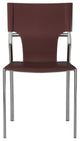 Leather Dining Chair With Chrome Legs Set of 4, Dark Brown