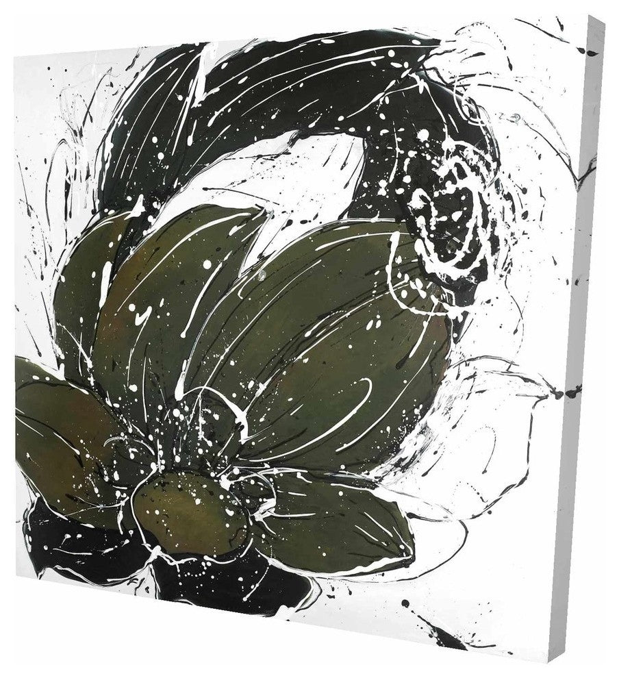 Abstract Flower With Paint Splash, Fine Art Gallery Wrapped Canvas, 24"x24"