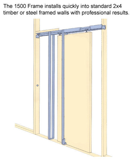 French Double Pocket Doors 56x80 | Planum 1010 Matte Black | Kit Trims Rail