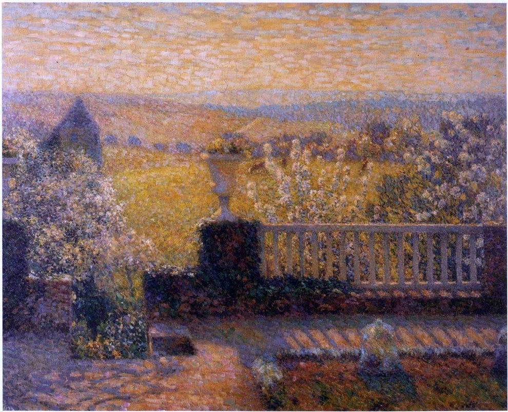 Henri Le Sidaner Terrace in Springtime, 20"x25" Gallery Wrapped Canvas Print