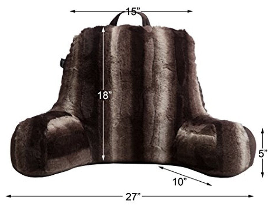 Faux Fur Reading Lounge Pillow, Brown & White Striped Chinchilla