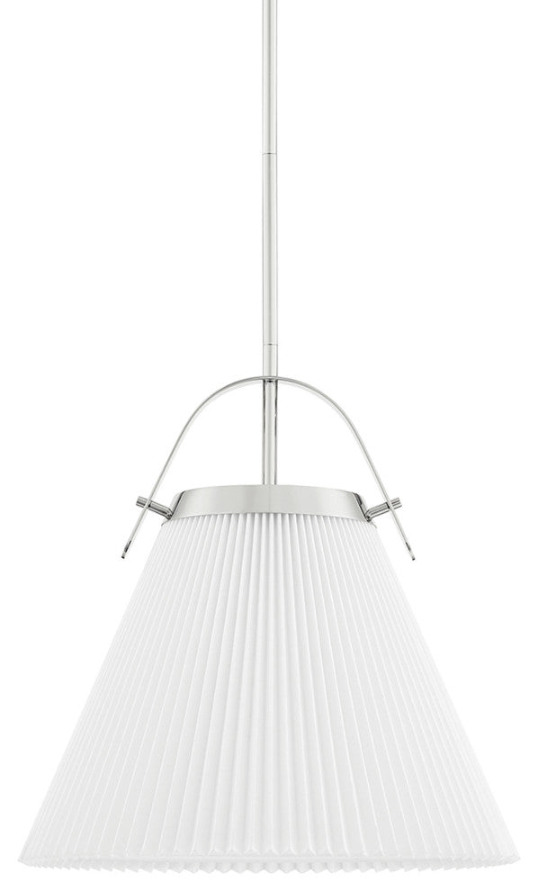 Aldridge 1-Light Pendant, Small, Polished Nickel Frame, Off White Shade