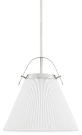 Aldridge 1-Light Pendant, Small, Polished Nickel Frame, Off White Shade