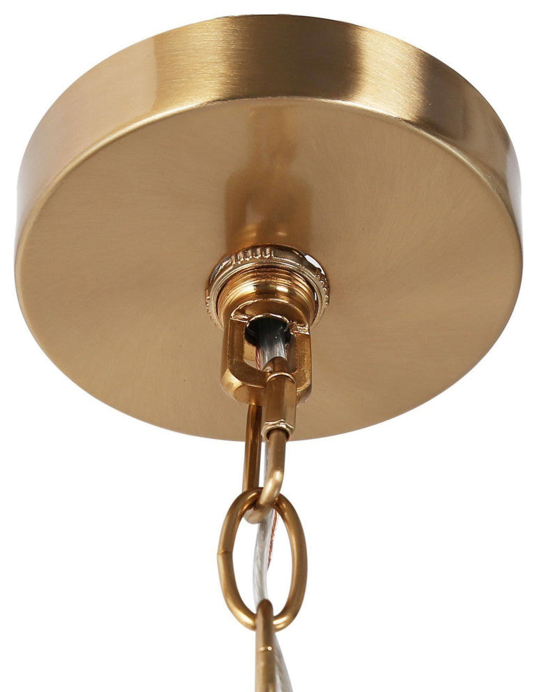 LNC 6-Lights Modern Polished White Candle Fabric Gold Chandelier