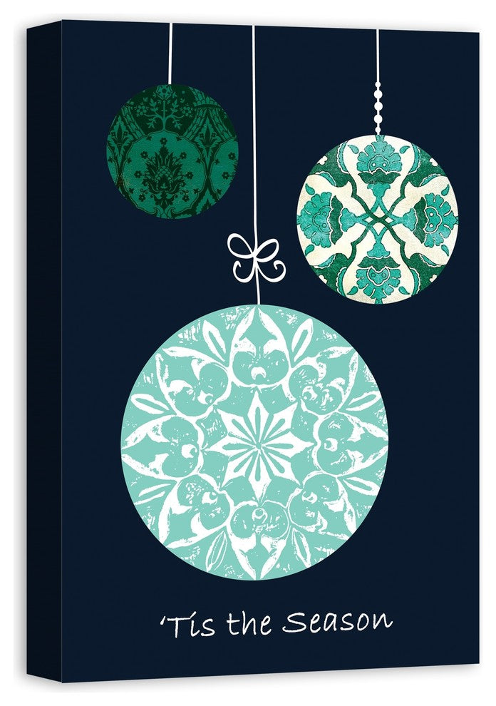Contemporary Christmas Ornaments Canvas Wall Art, 16"x24"