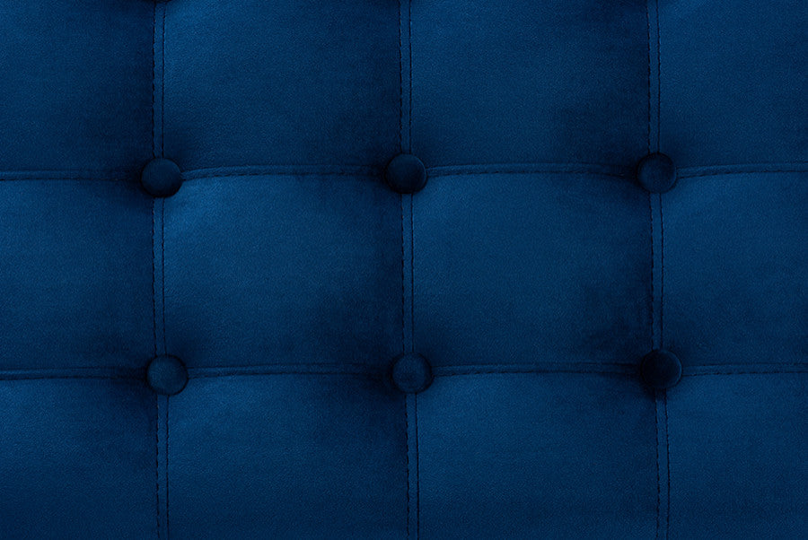 Geneva Navy Blue Velvet Fabric Tufted Storage Ottoman Bench