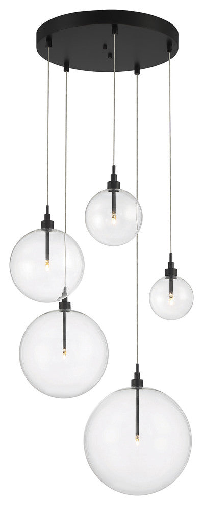 5-Light Pendant in Natural Brass, Oil Rubbed Bronze