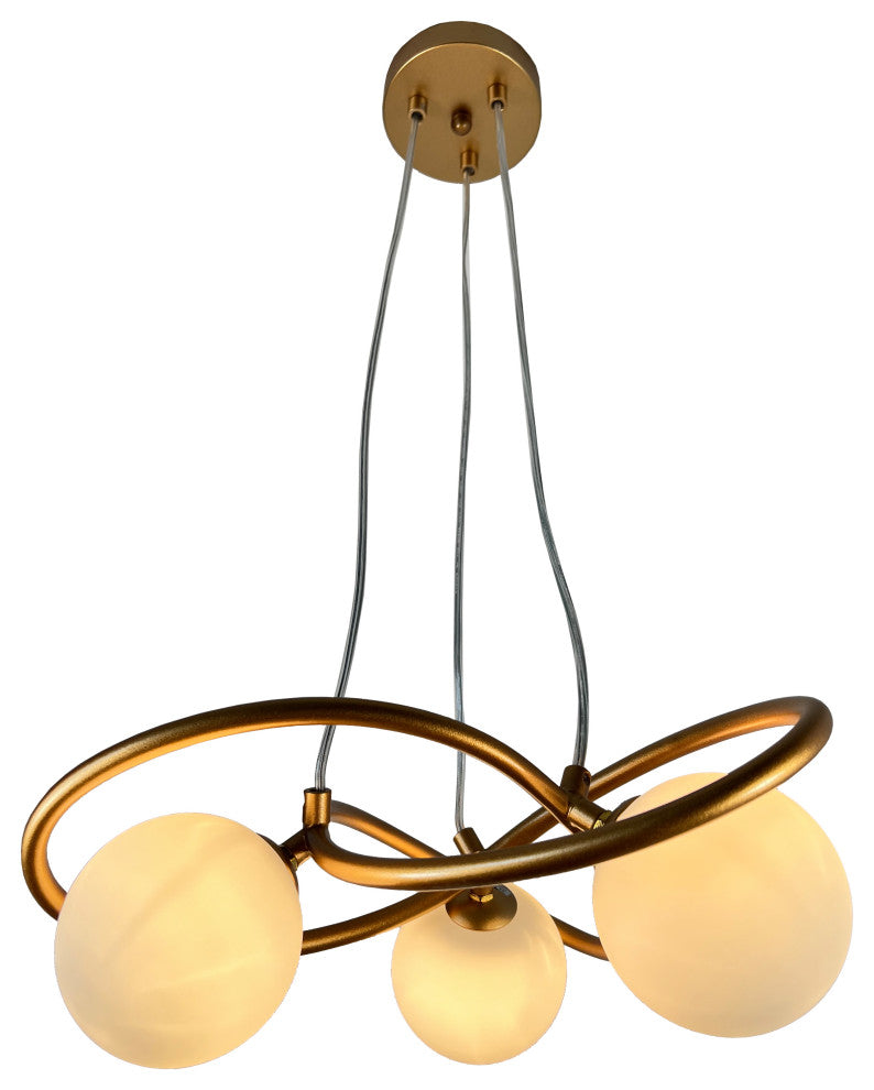 Xaman 3-Light Satin Brass Geometric Chandelier
