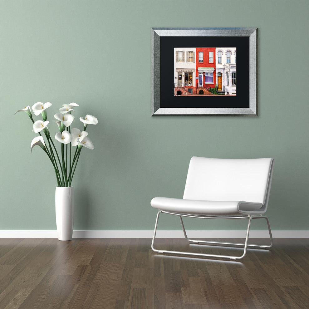 CATeyes 'Georgetown Shops DC' Matted Framed Art, Silver Frame, Black Mat, 20x16