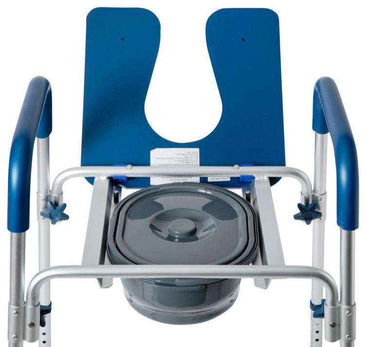 Hercules Shower Commode Chair with Safety Rail, Height Adjustable Frame, Blue