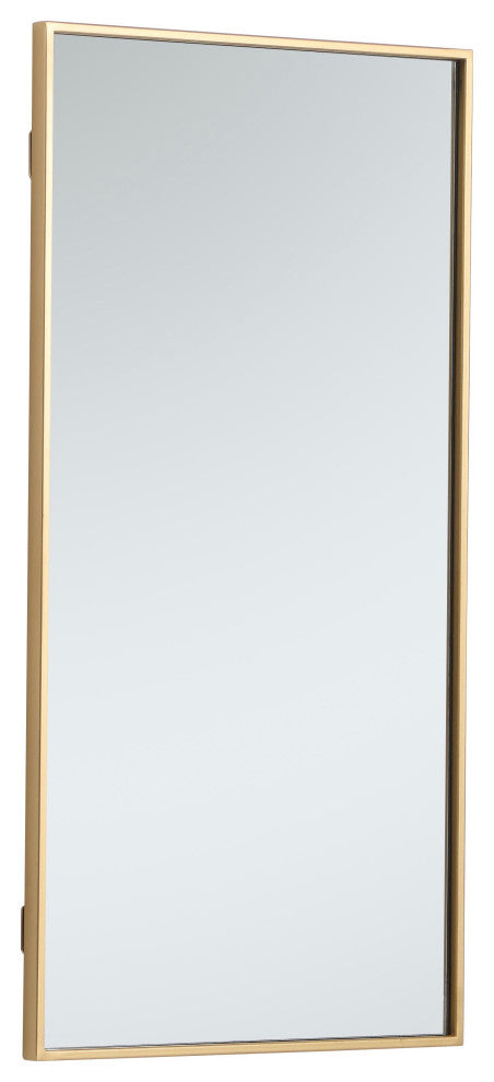 Home Living Metal Frame Rectangle Mirror 18", Brass