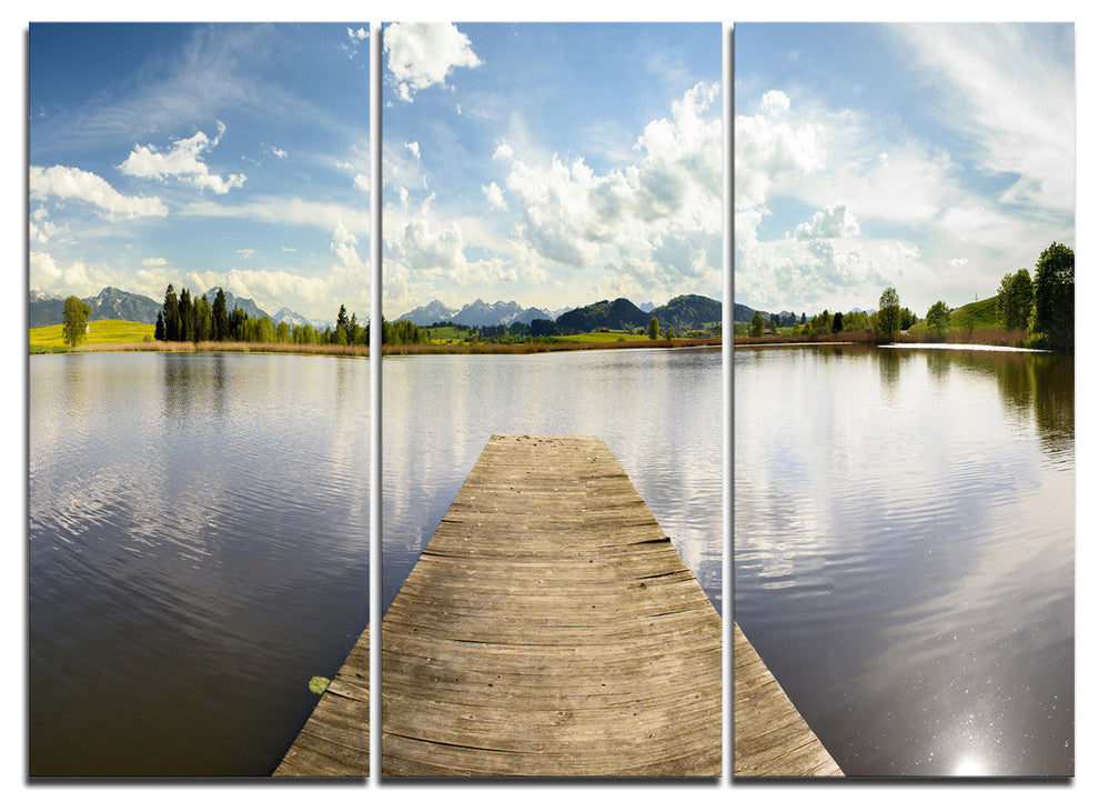 "Pier into Sea Bavaria Panorama" Metal Wall Art, 3 Panels, 36"x28"