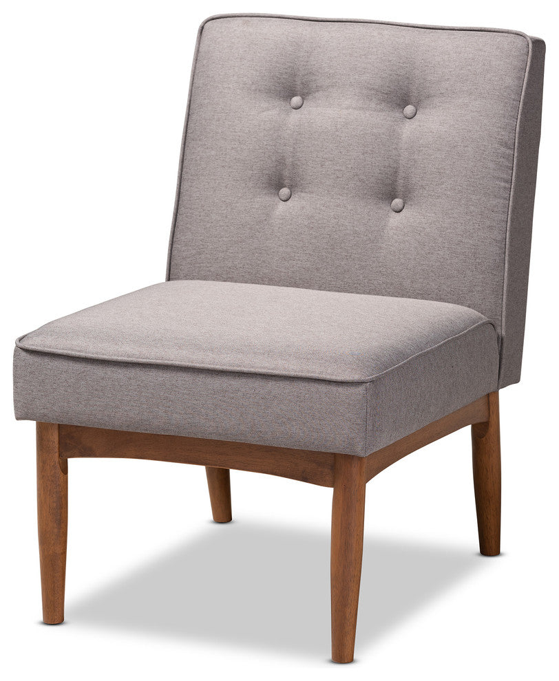 Marleen Mid-Century Modern Gray Fabric Wood Dining Chair