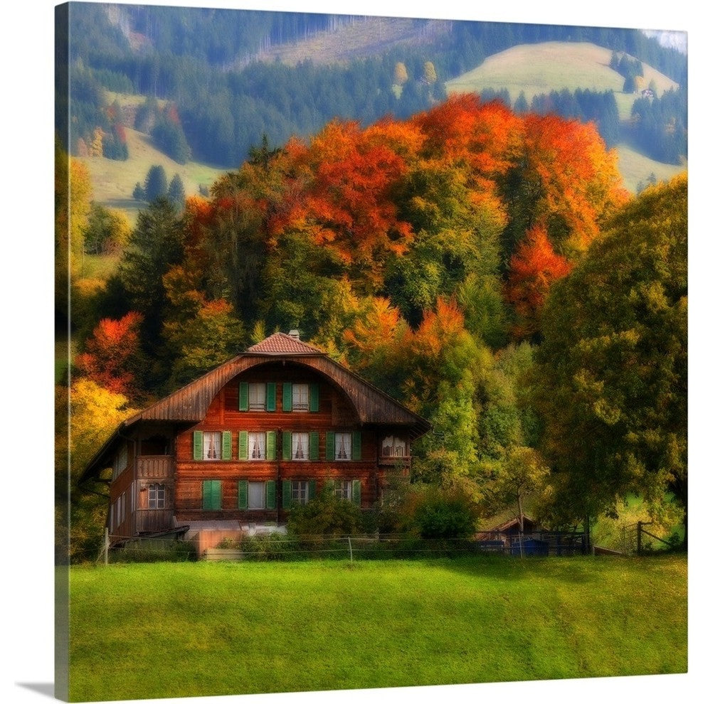 "Swiss Chalet" Wrapped Canvas Art Print, 16"x16"x1.5"