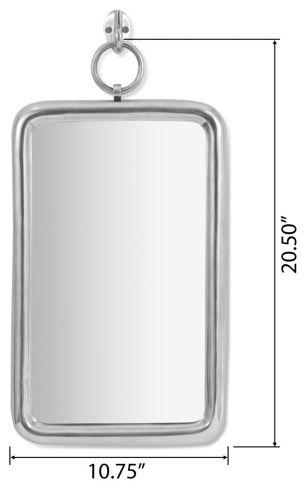 Gareth Modern Handcrafted Rectangular Aluminum Wall Mirror, Silver