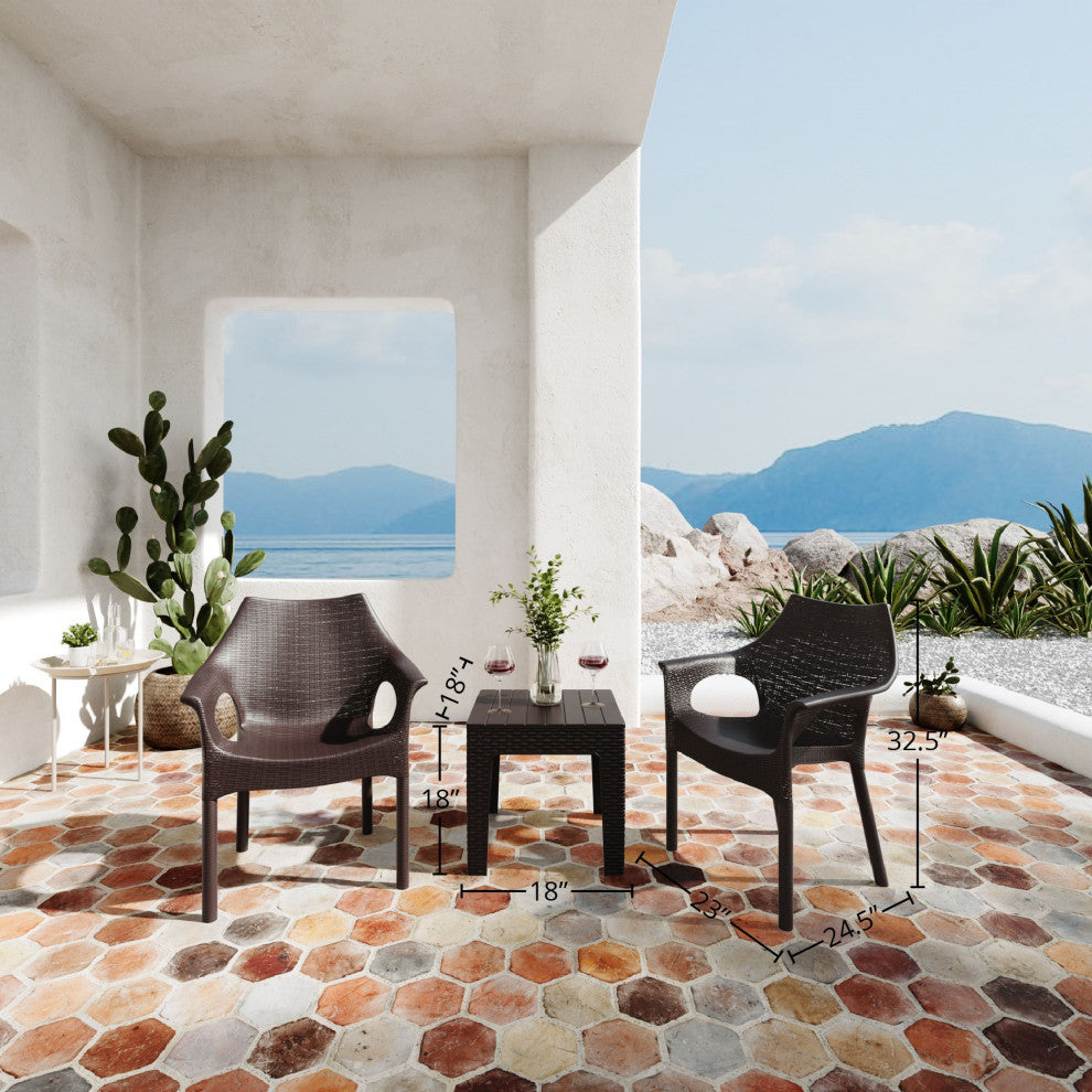 Carina Chairs & Trillia Table Resin Patio Set, Brown