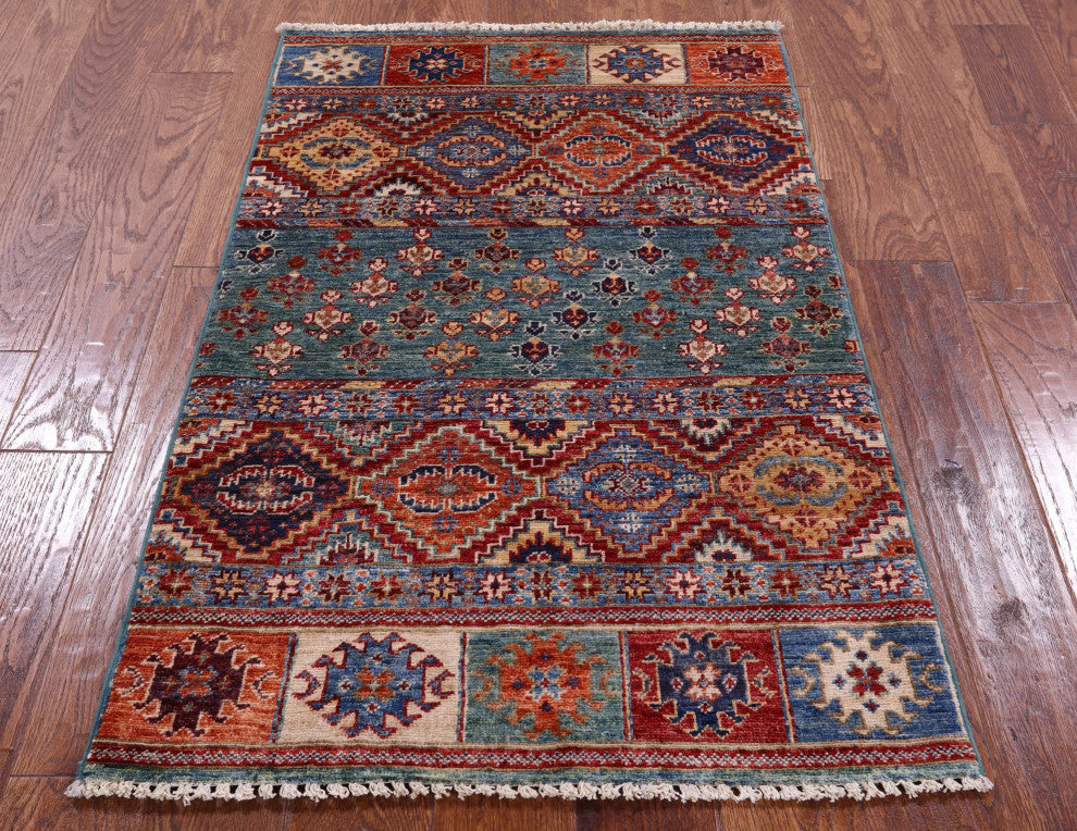 2' 7" X 4' 2" Handmade Super Kazak Khorjin Wool Rug Q10833