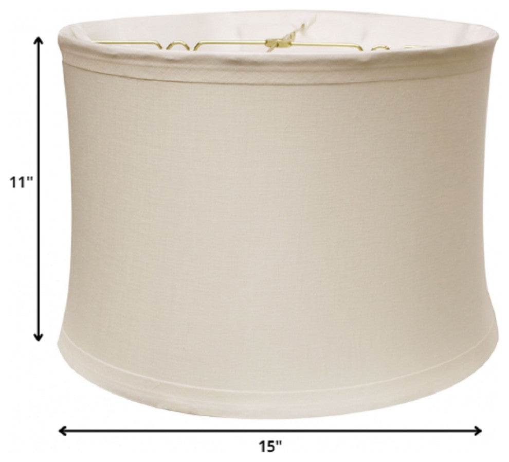 15" Snow Drum Trimmed Linen Lampshade