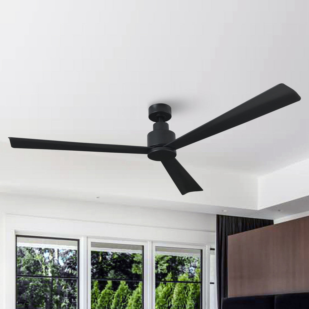 52 in. Modern Ceiling Fan with Reversible DC Motor,Six Speeds,Black