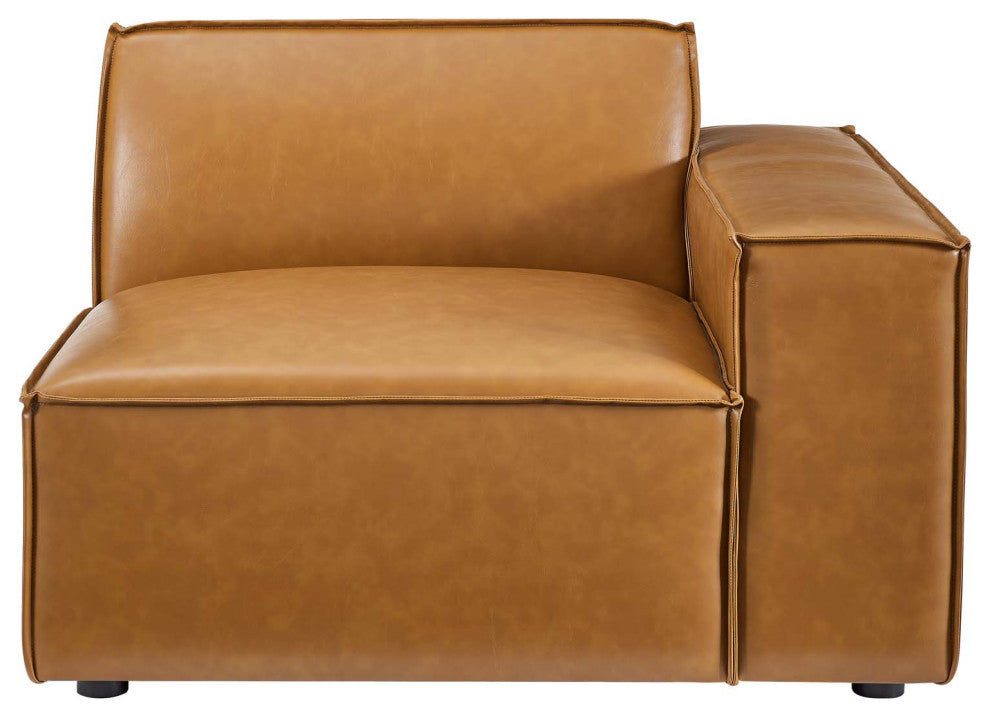 Sectional Sofa Set, Faux Vegan Leather, Tan, Modern, Living Lounge Hospitality