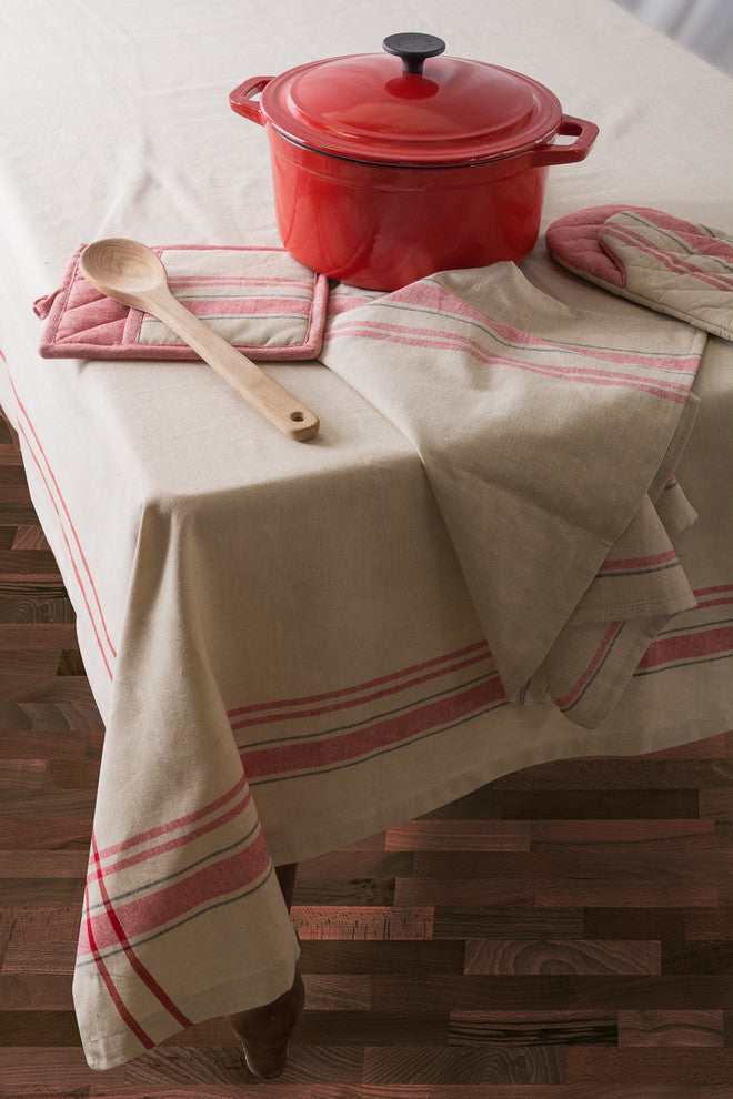 Red French Stripe Tablecloth 60"x84