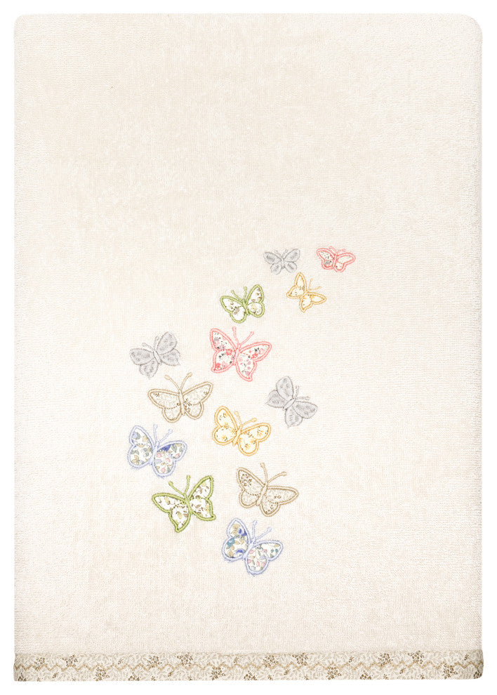 Linum Home Textiles 100% Turkish Cotton MARIPOSA 4PC Embellished Towel Set