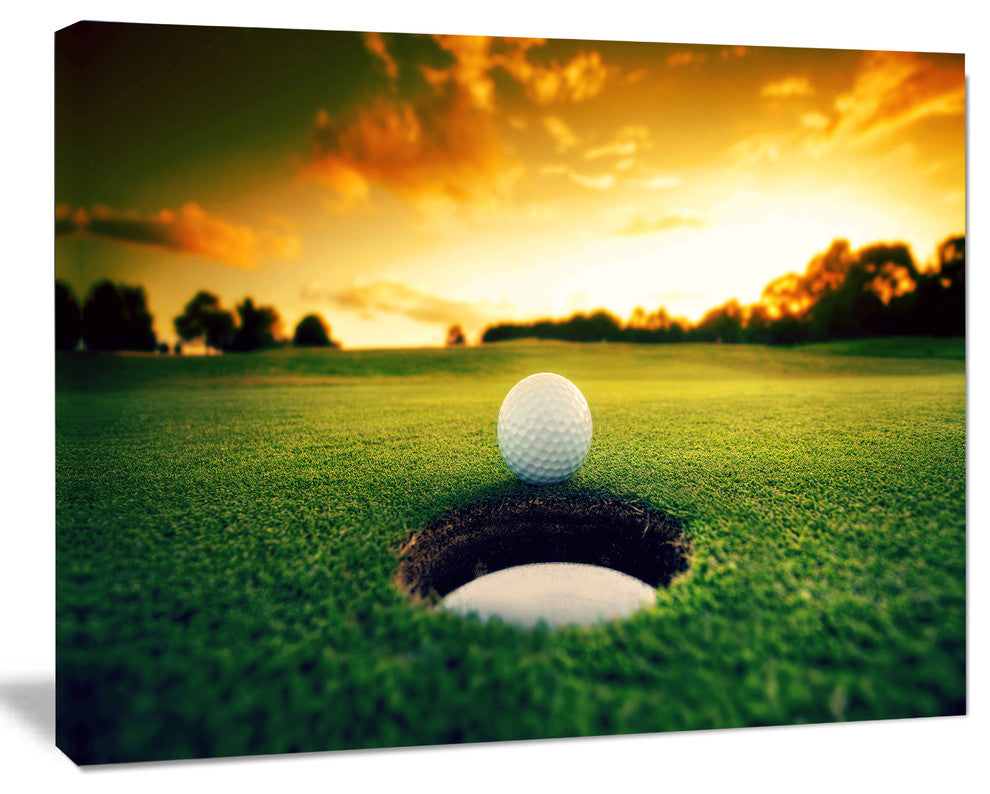 Golf Ball Near Hole, Landscape Canvas Art Print, 60"x28"