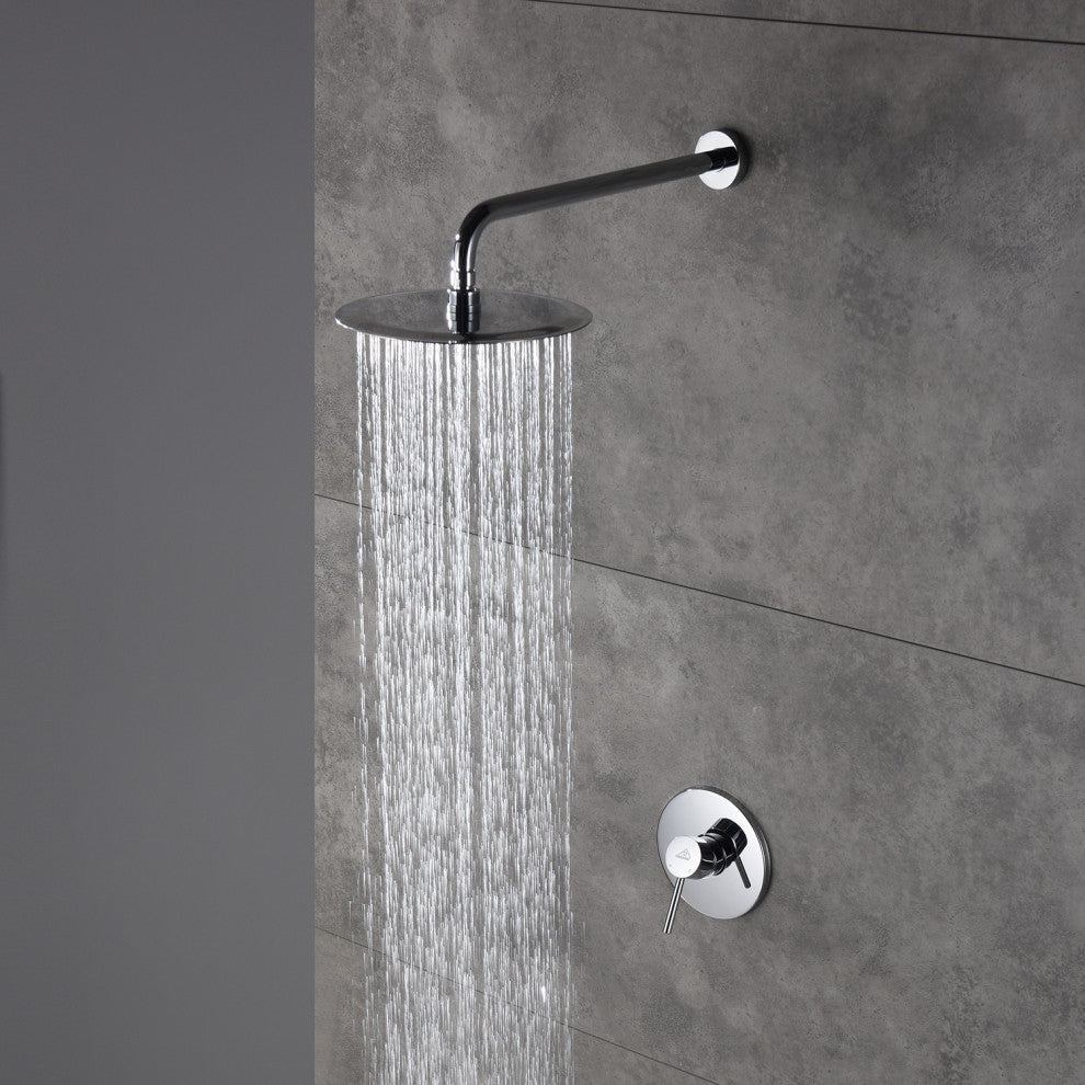 CASAINC 10" Round Wall Mounted Rainfall Luxury Shower System Kit, Chrome
