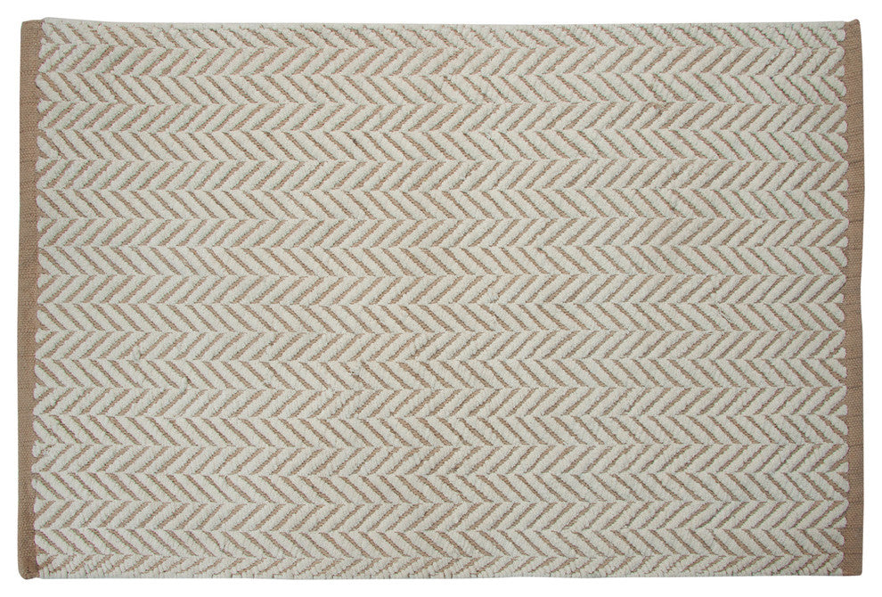 Bath Rug Cotton, Tufted 2 Piece, 34"x21" and 36"x24", Ivory and Beige, GSF 145