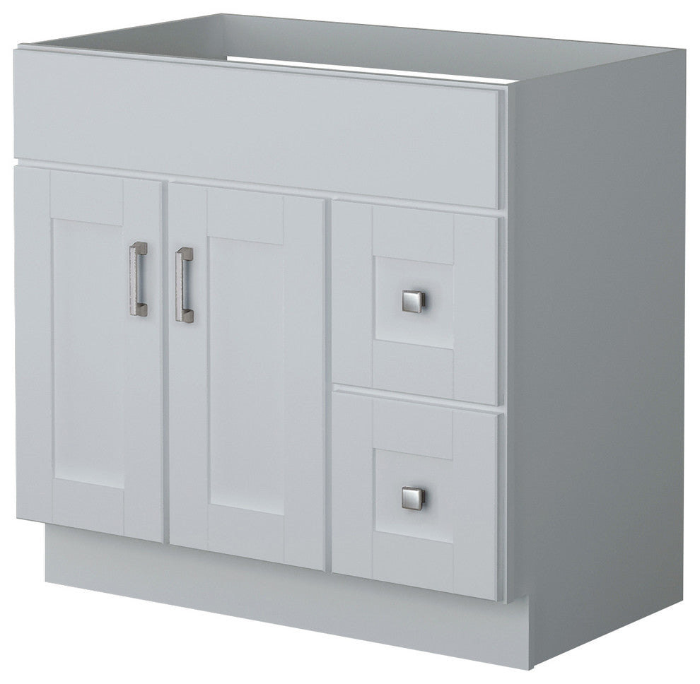 Shaker Hill  Vanity With 2-Drawers, 36", Right Side Facing