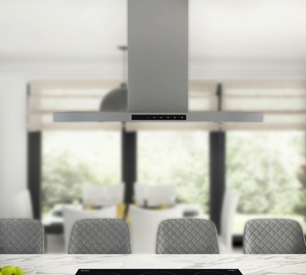 Ancona Noturna IR36 36" Island Rectangular Range Hood, Stainless Steel