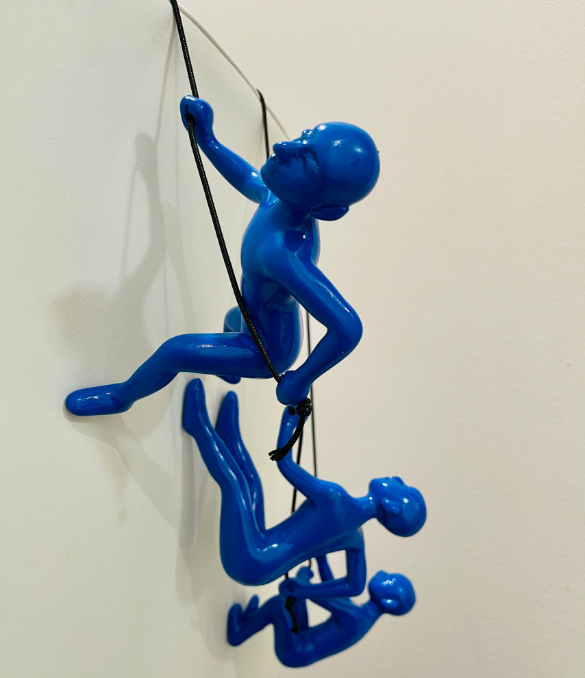 Climbing Man Pos 1, 2, 3 Wall Art!, Set of 3, Blue
