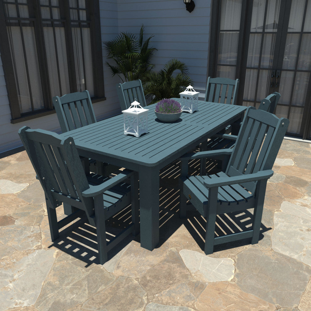 Springville 7-Piece 42x84 Dining Set, Weathered Acorn, Nantucket Blue
