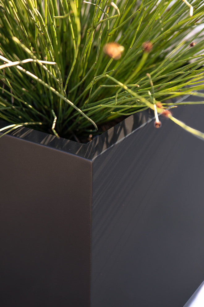 Metallic Series Cube Planter, Black, Large