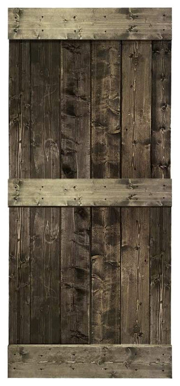 Stained Solid Pine Wood Sliding Barn Door, Espresso, 38"x84", Mid-Bar