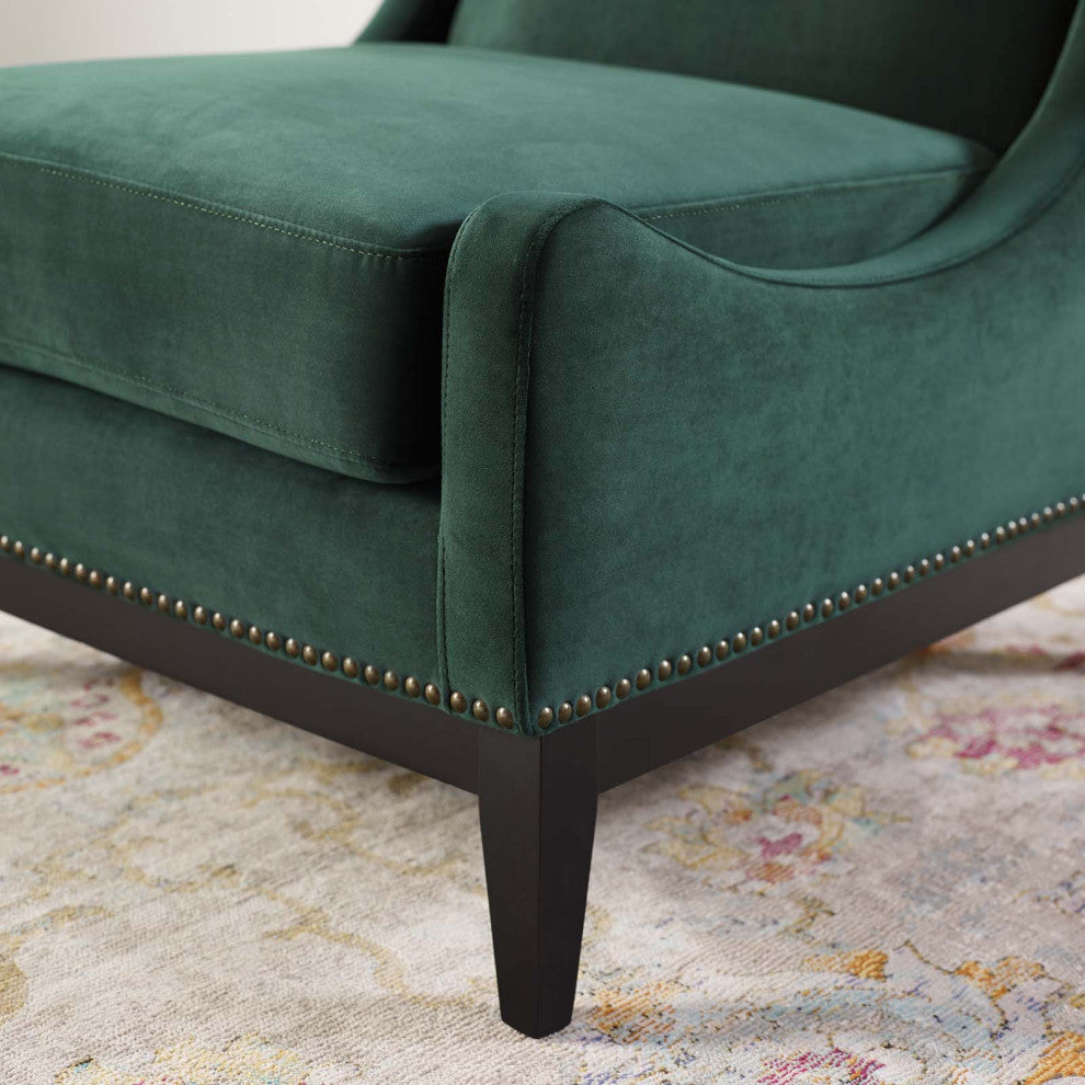 Modern Designer Lounge Club Lobby Accent Side Chair, Velvet Fabric, Green