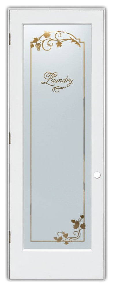 Laundry Door - Grape Ivy Melany - Primed - 30" x 84" - Knob on Right - Pull Open