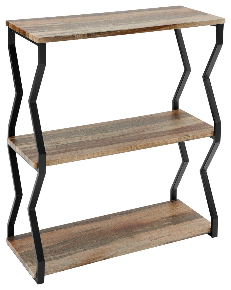 Rustic Industrial 3-Tier Zigzag Floating Wall Shelf