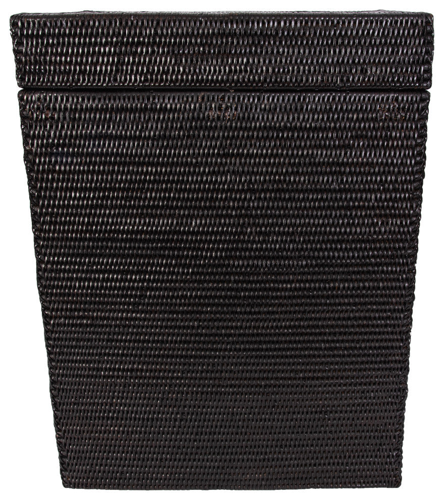 Artifacts Rattan Rectangular Hamper With Hinged Lid, Tudor Black