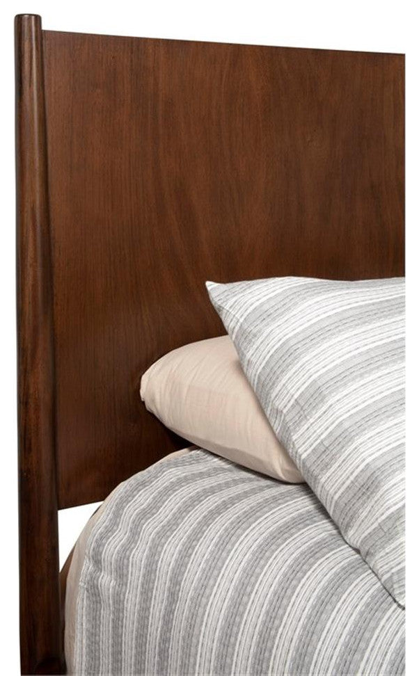 Alpine Furniture Flynn Mid Century Wood Queen Panel Bed in Walnut (Brown)
