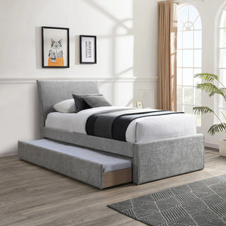 Myles Upholstered Trundle Bed, Gray, Twin, Chenille Fabric