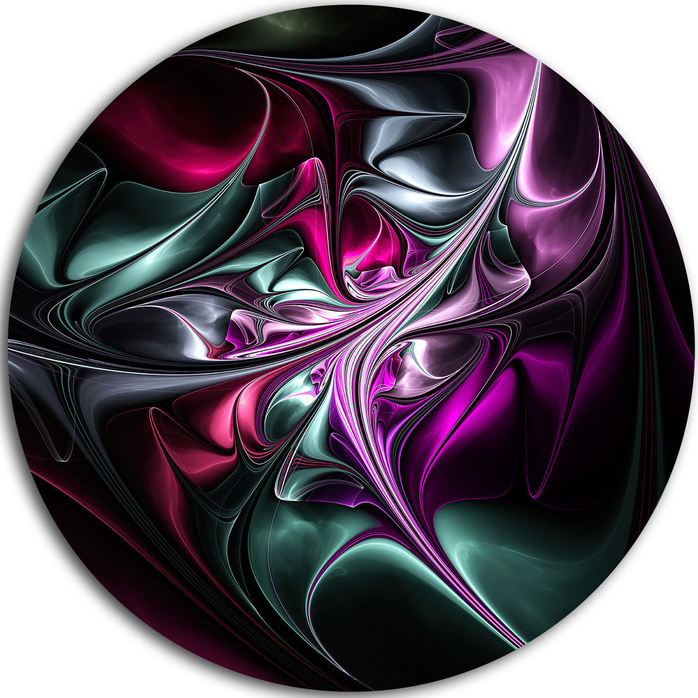 Multicolored Abstract Floral Shapes, Floral Round Metal Wall Art, 23"