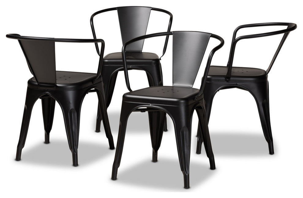 Lianne Industrial 4-Piece Dining Chairs, Black